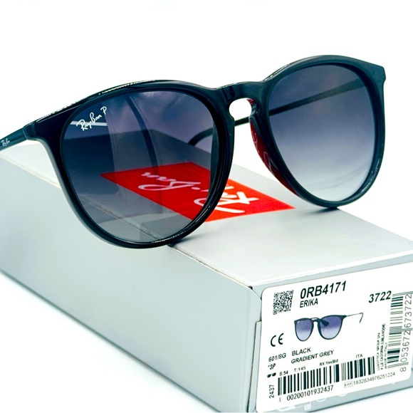 Ray-Ban Erika Women’s Polarized Sunglasses RB4171 54m Black w Gradient Grey Lens - Picture 5 of 10